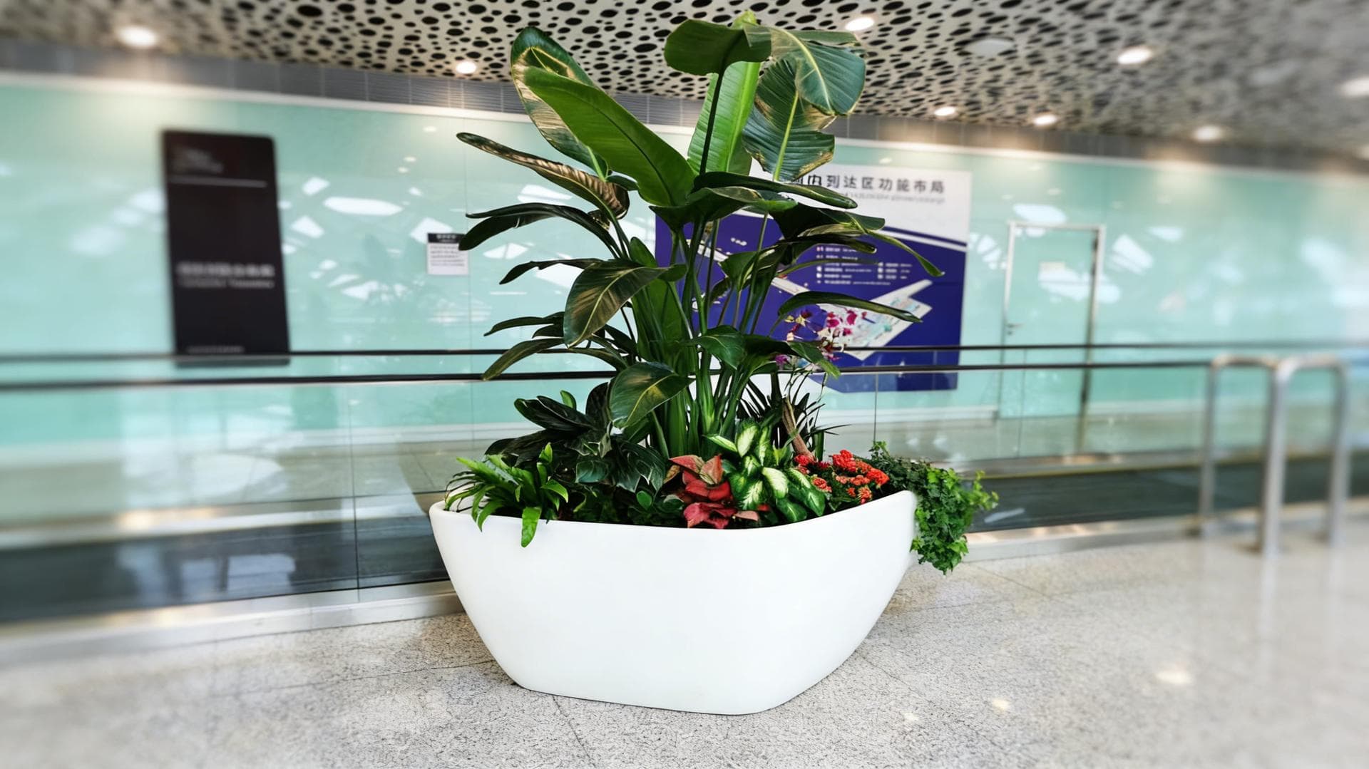 FRP绿植容器装置于交通枢纽空间
