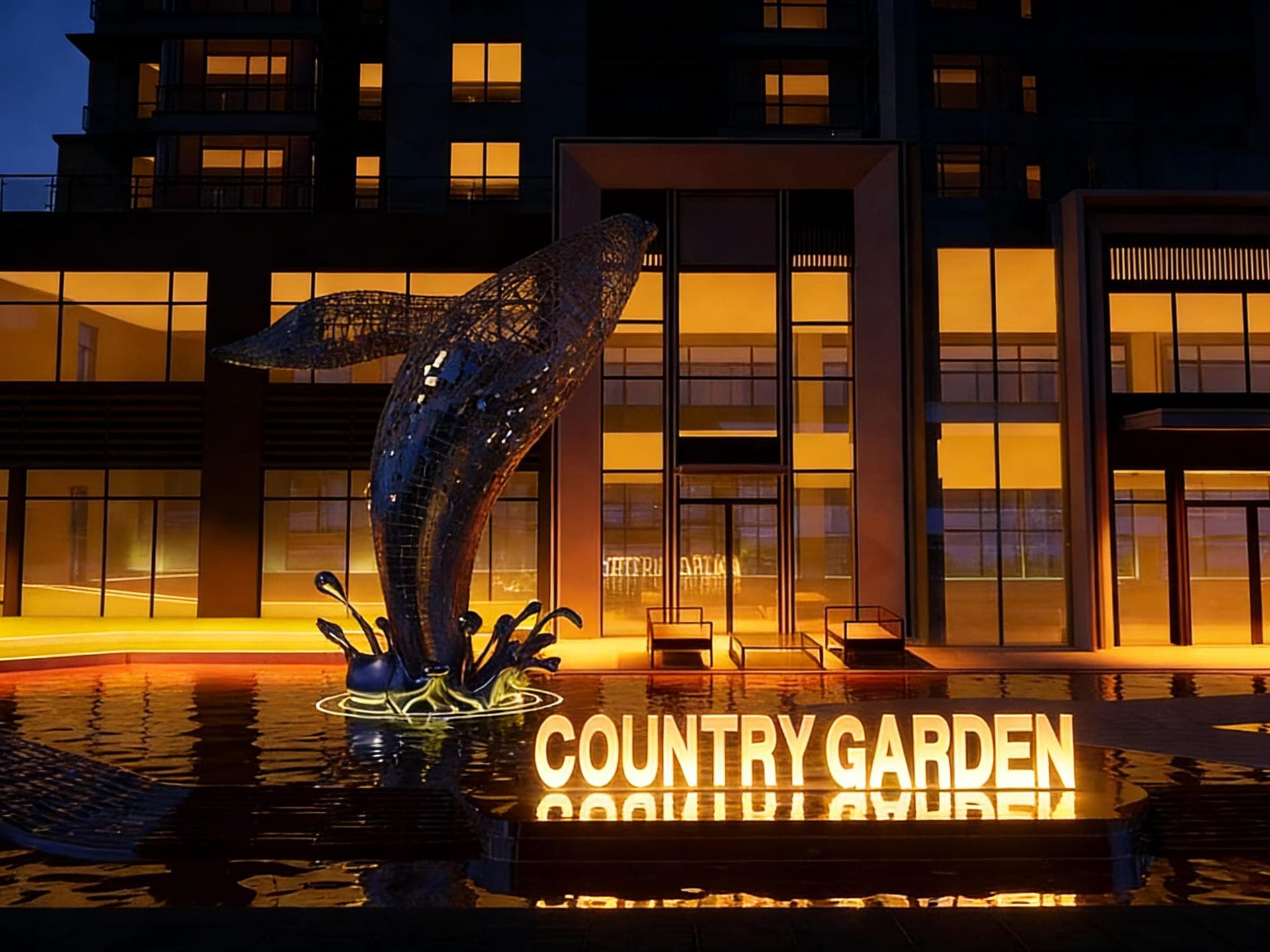 跃鲸不锈钢雕塑 · 城市入口水景艺术装置