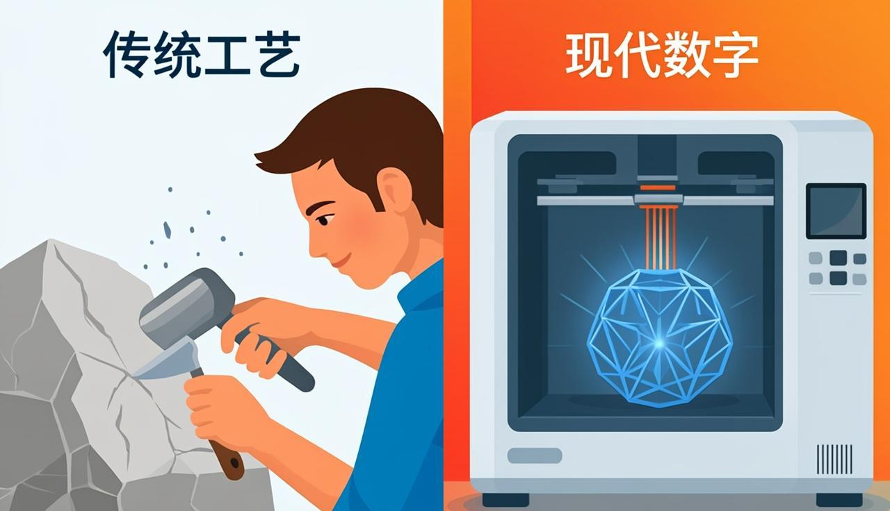 雕塑加工定制流程对比示意图